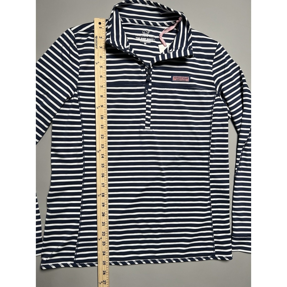 Vineyard Vines The Shep Shirt 1/4 Zip Striped Golf Polo Nautical Navy White M - Picture 6 of 8